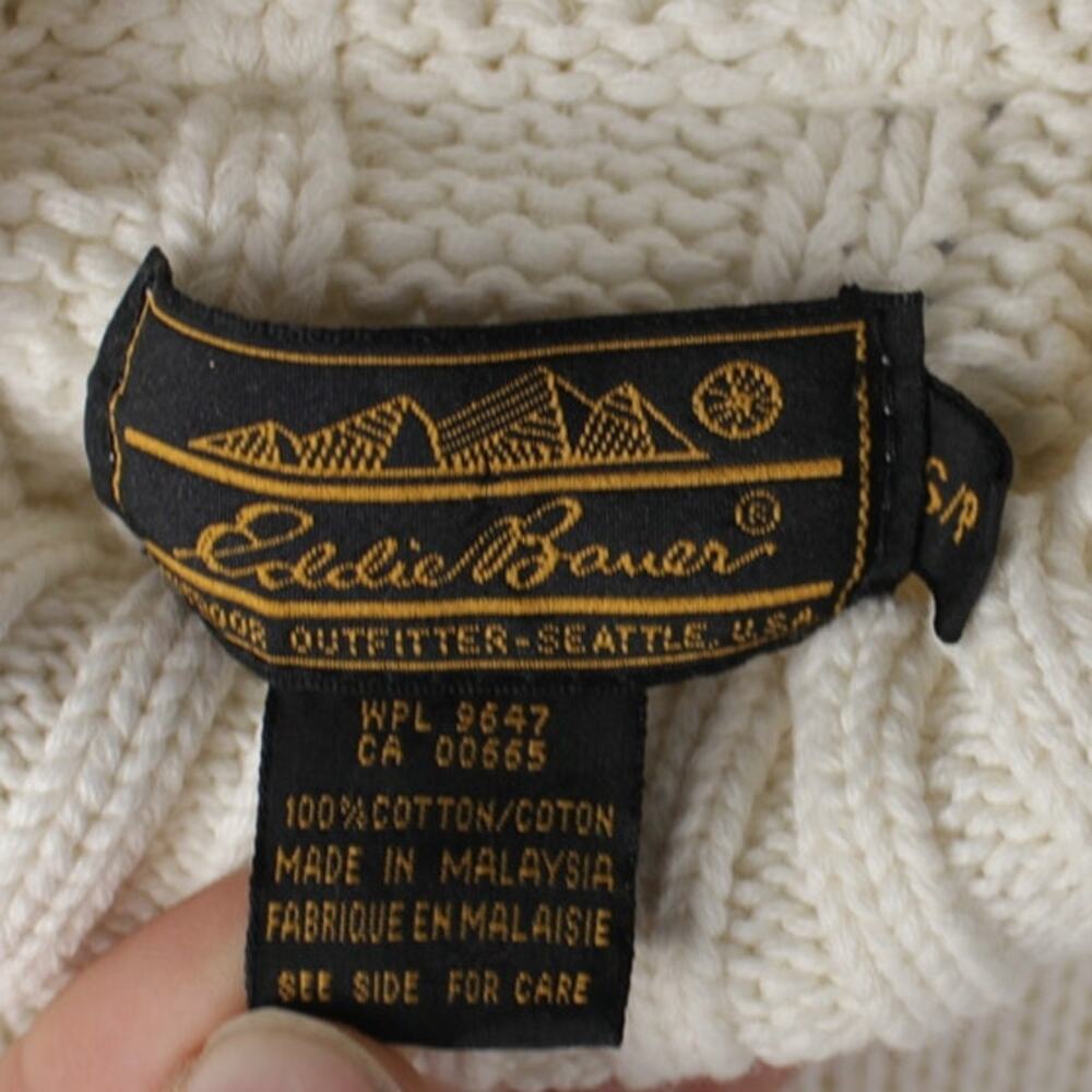 Eddie Bauer Cream Sweater Small Pullover Floral 3D Embroidery Cottagecore - Picture 6 of 11
